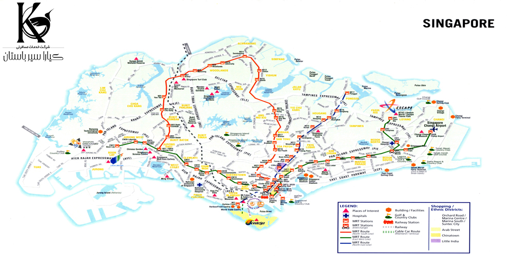 نقشه کشور سنگاپور | کیارا سیر باستان